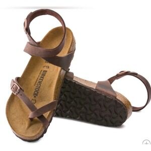 Birkenstock Gizeh‎ Leather Sandals Brown Thong Buckle Strap Women SZ 38 W7 /M5